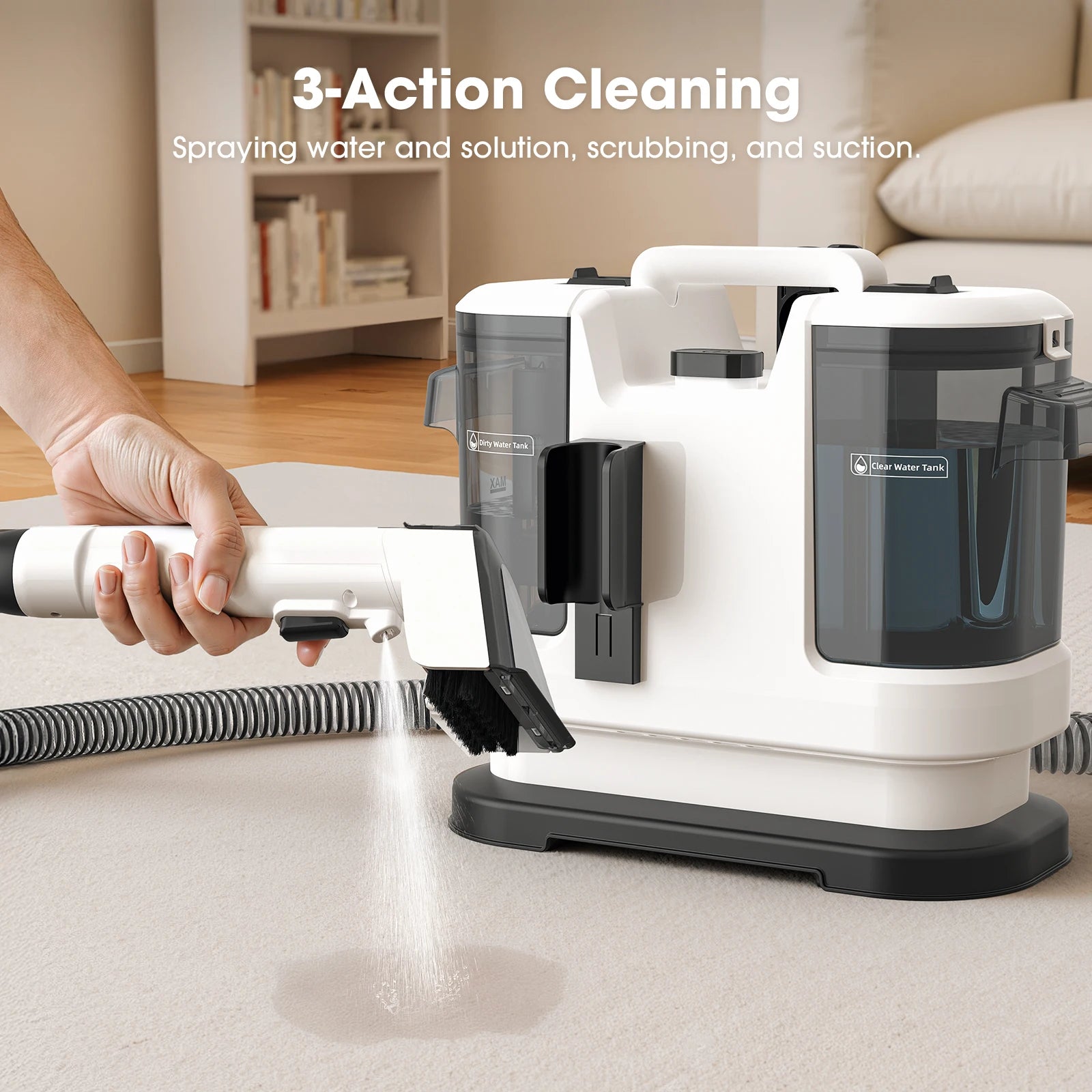 Lubluelu V6 Powerful Carpet Cleaner Powerful Cleaning Machine Spot Steam For Sofa Curtain  Wet Fabric w/ 1.75L Dual Tanks