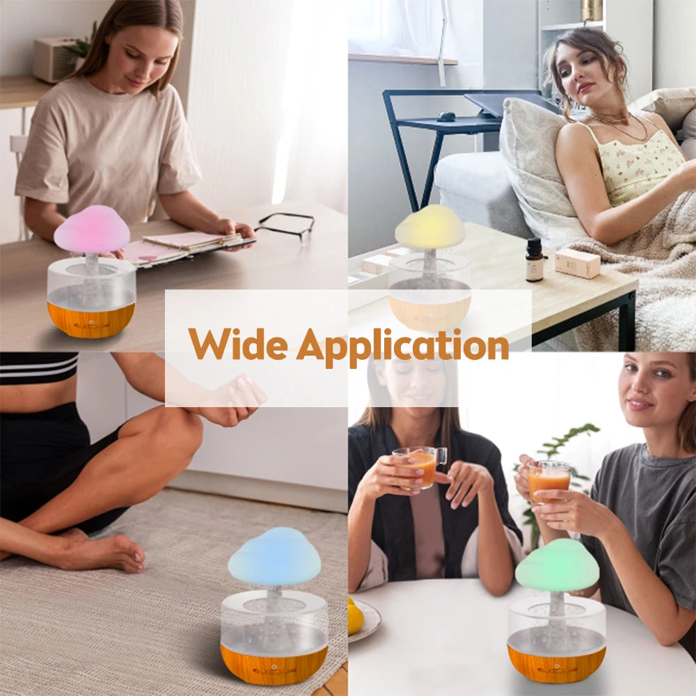 Rain Cloud Humidifier Water Drip 7 Color Night Light 500ml Cool Mist Ultrasonic Aromatherapy Essential Oil Diffuser for Bedroom