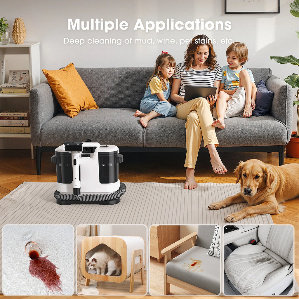 Lubluelu V6 Powerful Carpet Cleaner Powerful Cleaning Machine Spot Steam For Sofa Curtain  Wet Fabric w/ 1.75L Dual Tanks