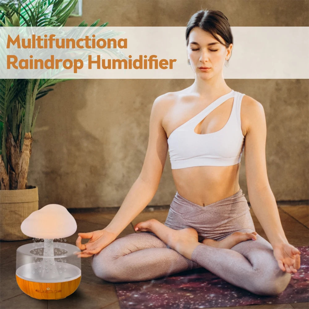 Rain Cloud Humidifier Water Drip 7 Color Night Light 500ml Cool Mist Ultrasonic Aromatherapy Essential Oil Diffuser for Bedroom
