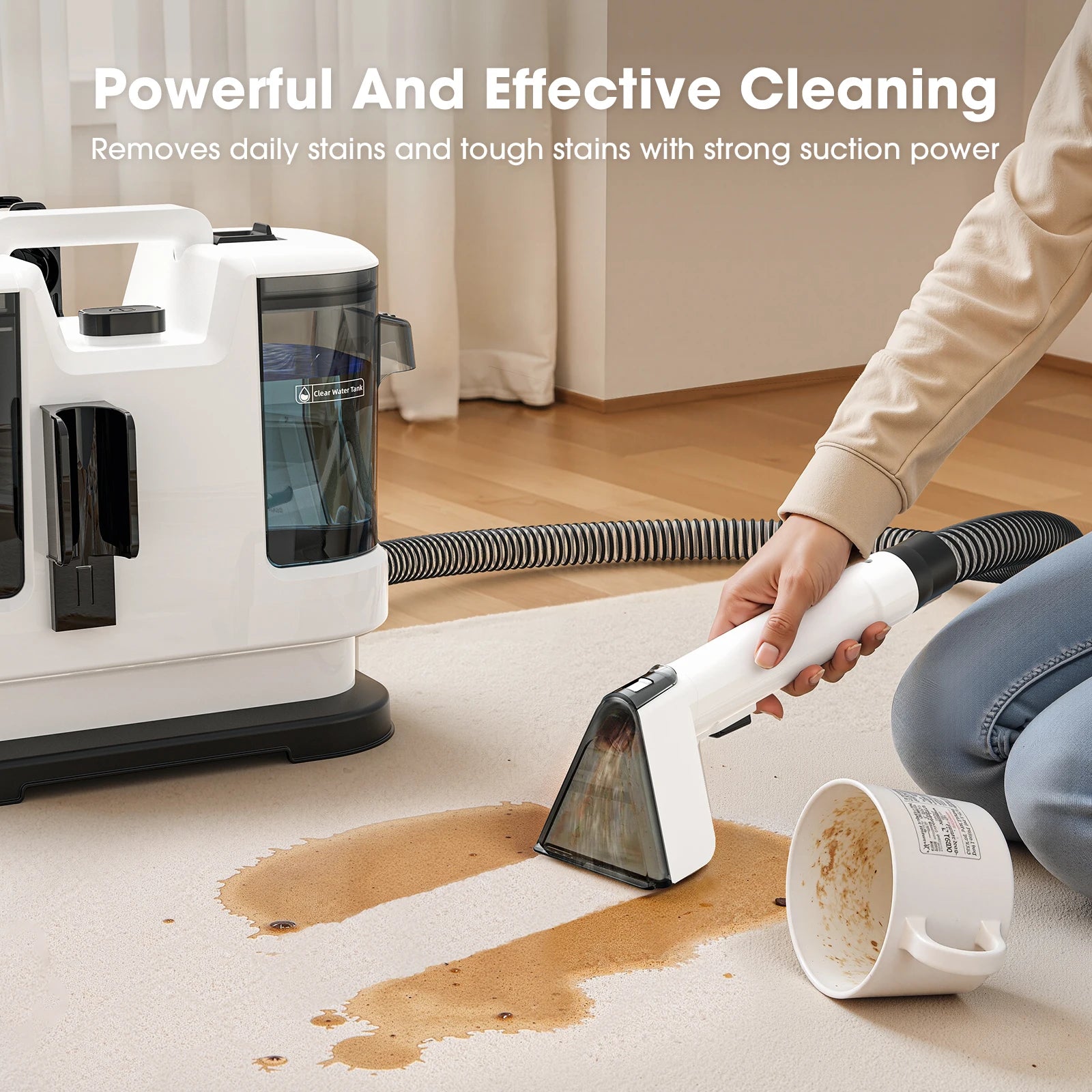 Lubluelu V6 Powerful Carpet Cleaner Powerful Cleaning Machine Spot Steam For Sofa Curtain  Wet Fabric w/ 1.75L Dual Tanks