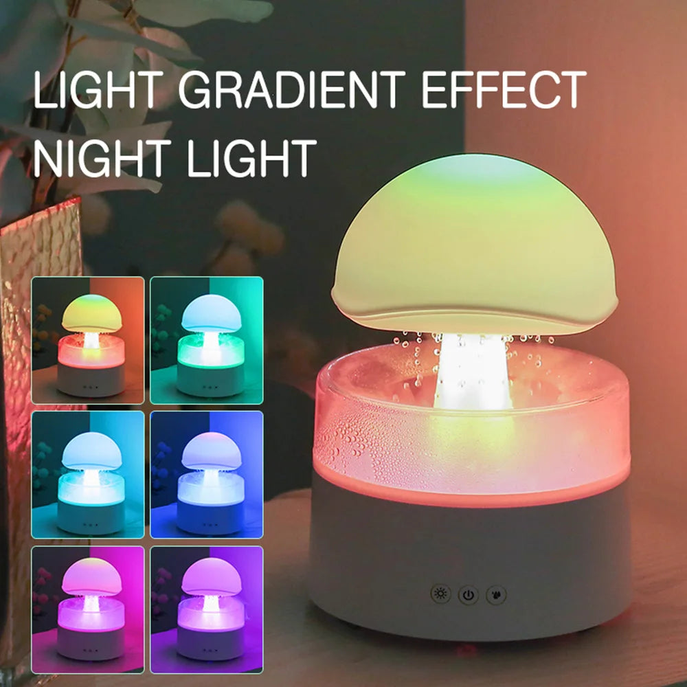 Rain Cloud Humidifier Water Drip 7 Color Night Light 500ml Cool Mist Ultrasonic Aromatherapy Essential Oil Diffuser for Bedroom