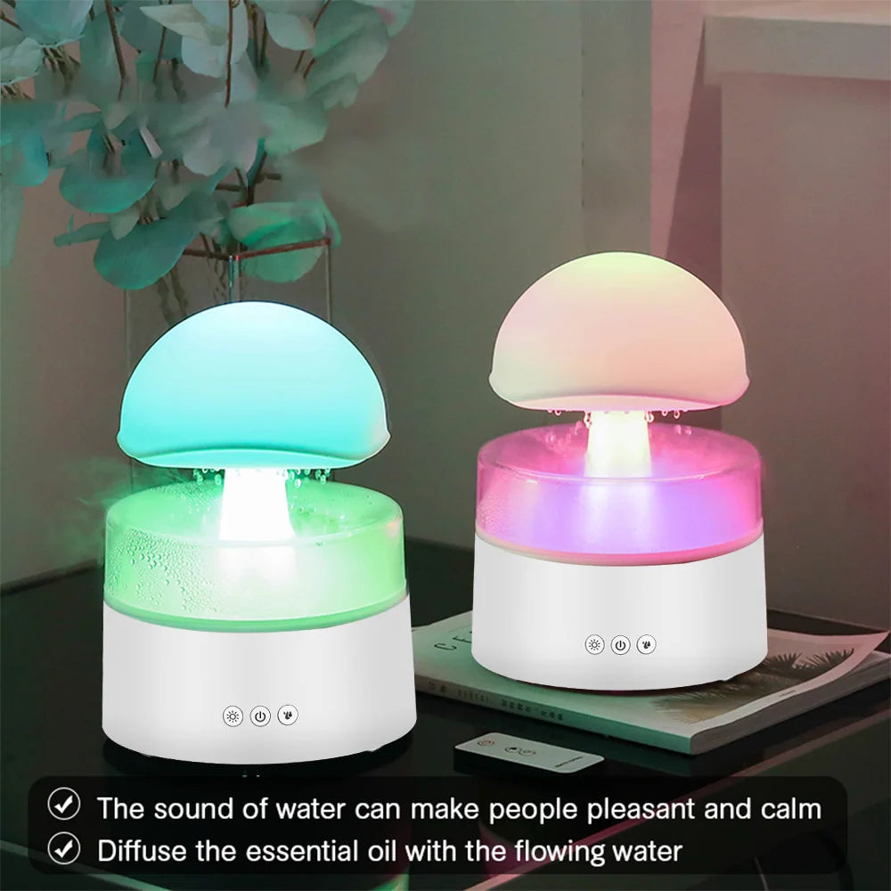 Rain Cloud Humidifier Water Drip 7 Color Night Light 500ml Cool Mist Ultrasonic Aromatherapy Essential Oil Diffuser for Bedroom